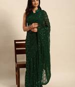 Honeycomb Sequins Work Georgette Bollywood Style Saree