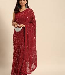 Honeycomb Sequins Work Georgette Bollywood Style Saree