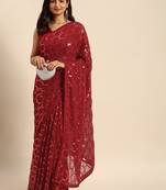 Honeycomb Sequins Work Georgette Bollywood Style Saree