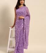 Honeycomb Sequins Work Georgette Fabric Bollywood Style Saree