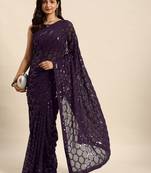 Honeycomb Sequins Work Georgette Bollywood Style Saree