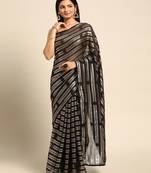 Striped Sequins Work Georgette Bollywood Style Saree