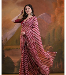 Striped Sequins Work Georgette Bollywood Style Saree