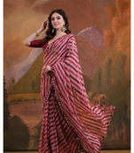 Striped Sequins Work Georgette Fabric Bollywood Style Saree