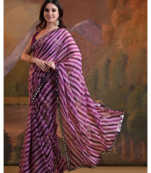 Striped Sequins Work Georgette Fabric Bollywood Style Saree