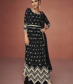 Black Faux Georgette With Embroidery With Zari Work Anarkali Salwar Kameez