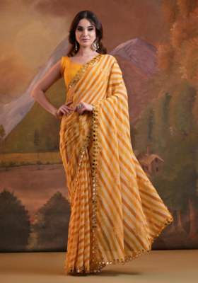 Striped Sequins Work Georgette Bollywood Style Saree 2