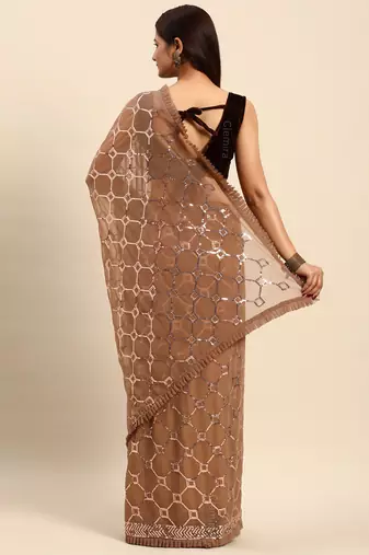 Fully Sequins Work Georgette Bollywood Style Saree