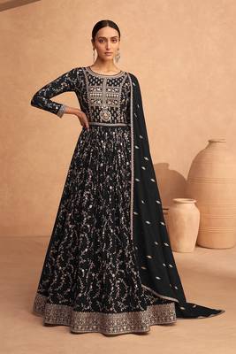 Black Heavy Fox Georgette With Embroidery Sequence Work Anarkali 1