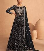 Black Heavy Fox Georgette With Embroidery Sequence Work Anarkali