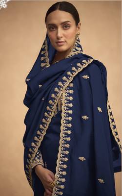 Navy Blue Embroidered Georgette Stylish Designer Salwar Suit 2