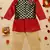Saka designs boy's red printed kurta pajama with black jacket set