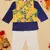 Saka designs boys navy cotton kurta pajama with yellow silk jacket set