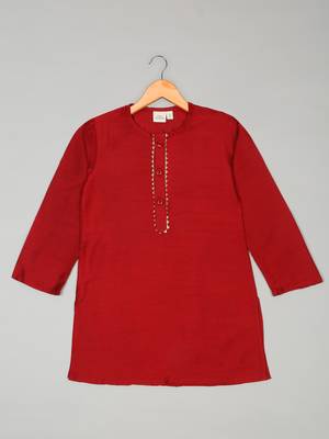 Saka designs boy's cotton kurta & dhoti - maroon 2