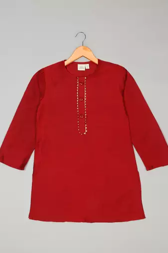 Saka designs boy's cotton kurta & dhoti - maroon
