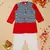 Saka designs boys's red kurta with printed jacket and pajama set