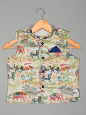 Saka designs boys cotton purple kurta & dhoti with yellow jacket set 3