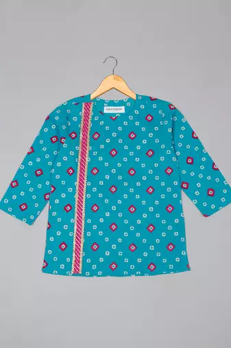 Saka designs boy's printed 100% cotton kurta & dhoti - blue & red