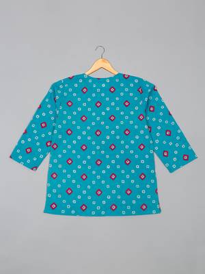 Saka designs boy's printed 100% cotton kurta & dhoti - blue & red 3
