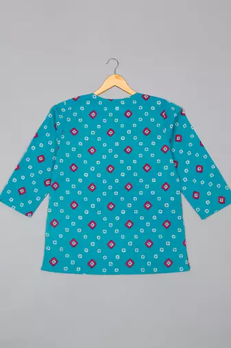 Saka designs boy's printed 100% cotton kurta & dhoti - blue & red