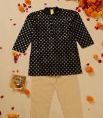 Saka designs boys black foil printed and beige pajama for boys