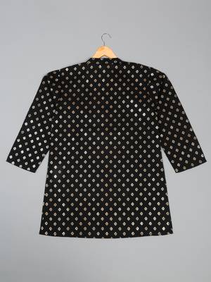 Saka designs boys black foil printed and beige pajama for boys 3
