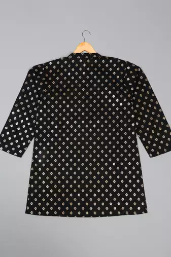Saka designs boys black foil printed and beige pajama for boys