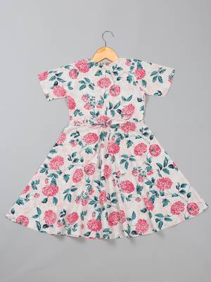 Saka designs girls' knee-length flower printed rayon kurta 2