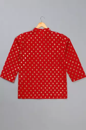 Saka designs boy's foil printed kurta & pyjamas - red & white