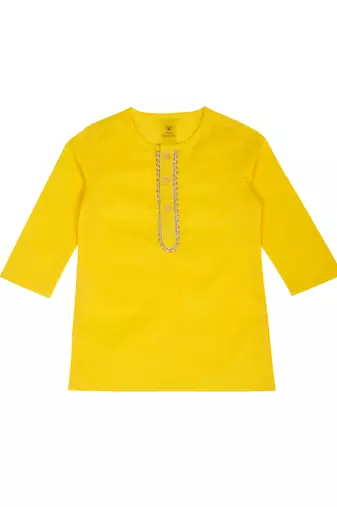 Saka designs boy's cotton kurta & dhoti - yellow & white