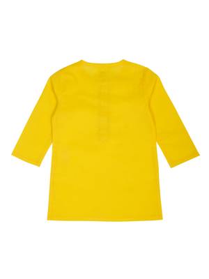 Saka designs boy's cotton kurta & dhoti - yellow & white 3