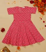 Saka designs girls' knee-length floral printed rayon kurta