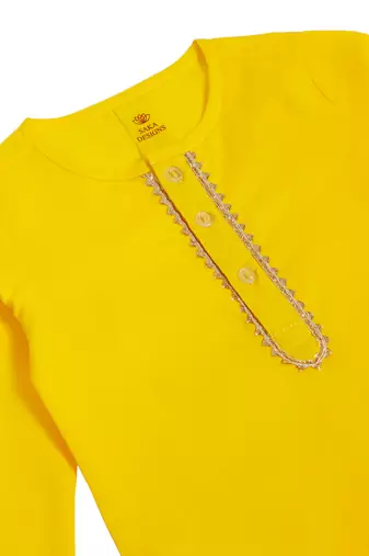 Saka designs boy's cotton kurta & dhoti - yellow & white