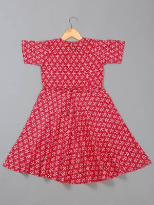 Saka designs girls' knee-length floral printed rayon kurta 3