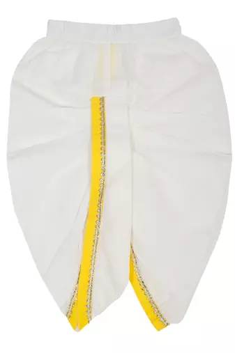 Saka designs boy's cotton kurta & dhoti - yellow & white
