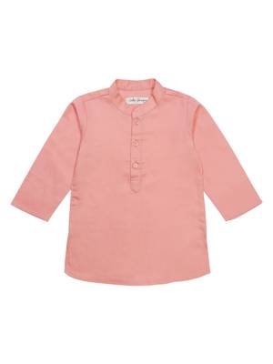 Saka designs boy's floral printed jacket with cotton kurta & pyjamas - pink & white 2