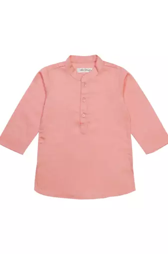 Saka designs boy's floral printed jacket with cotton kurta & pyjamas - pink & white