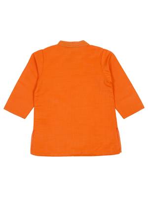 Saka designs emberoidered cotton kurta pajama set  boys - orange & white 3