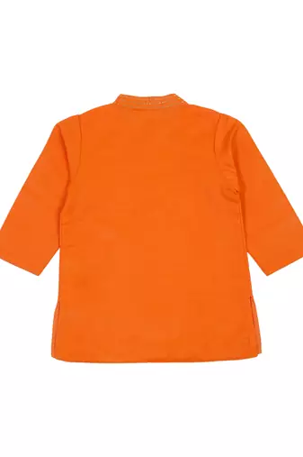 Saka designs emberoidered cotton kurta pajama set  boys - orange & white