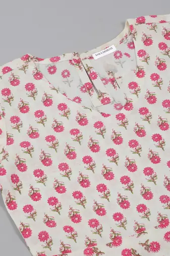 Saka designs girls' knee-length floral printed rayon kurta