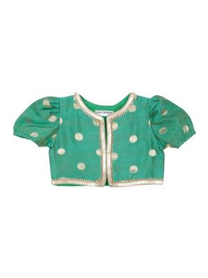 Saka designs girl's maxi gown jacket and a pouch - orange & green 3