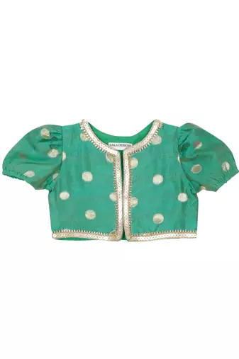 Saka designs girl's maxi gown jacket and a pouch - orange & green