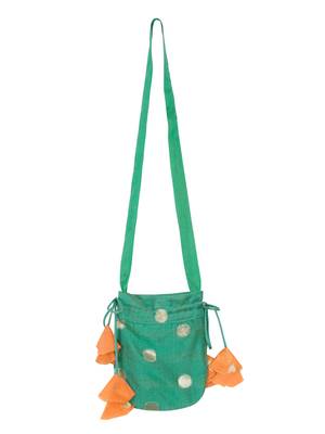 Saka designs girl's maxi gown jacket and a pouch - orange & green 5