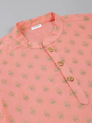 Saka designs  boys' foil printed kurta for effortless elegance - peach 4