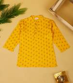 Saka designs  boys' foil printed kurta for effortless elegance - yellow