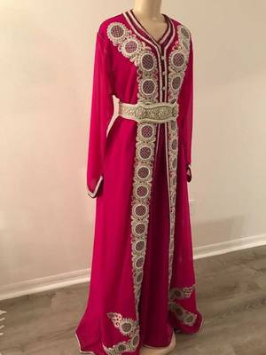 Magenta Georgette Islamic Kaftan 2