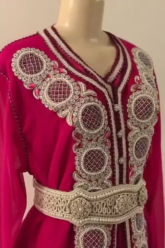 Magenta Georgette Islamic Kaftan