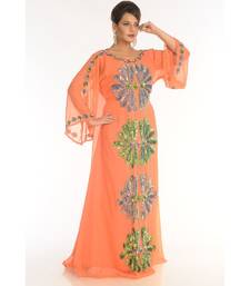 Orange georgette embroidered zariWork islamic-kaftans