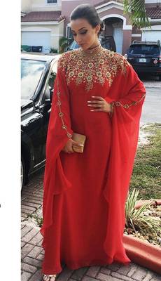 Grand Red Kaftan Gown with Handcrafted Gold Embroidery | Luxury Wedding & Event Wear 1