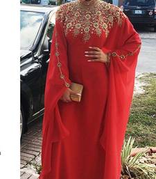 Grand Red Kaftan Gown with Handcrafted Gold Embroidery | Luxury Wedding & Event Wear